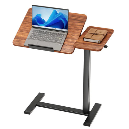 Modern L-Shaped Bedside Table with Wheels – Adjustable Height Mobile Laptop Workstation for Home & Bedroom