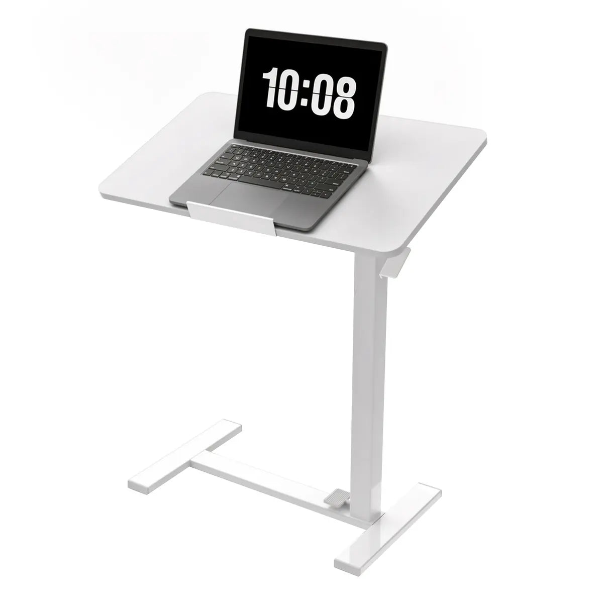 Modern L-Shaped Bedside Table with Wheels – Adjustable Height Mobile Laptop Workstation for Home & Bedroom