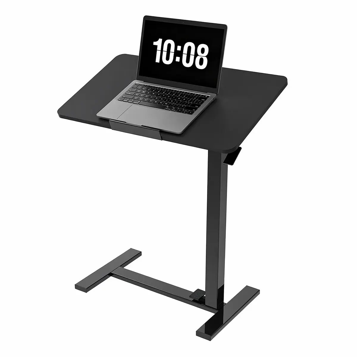 Modern L-Shaped Bedside Table with Wheels – Adjustable Height Mobile Laptop Workstation for Home & Bedroom